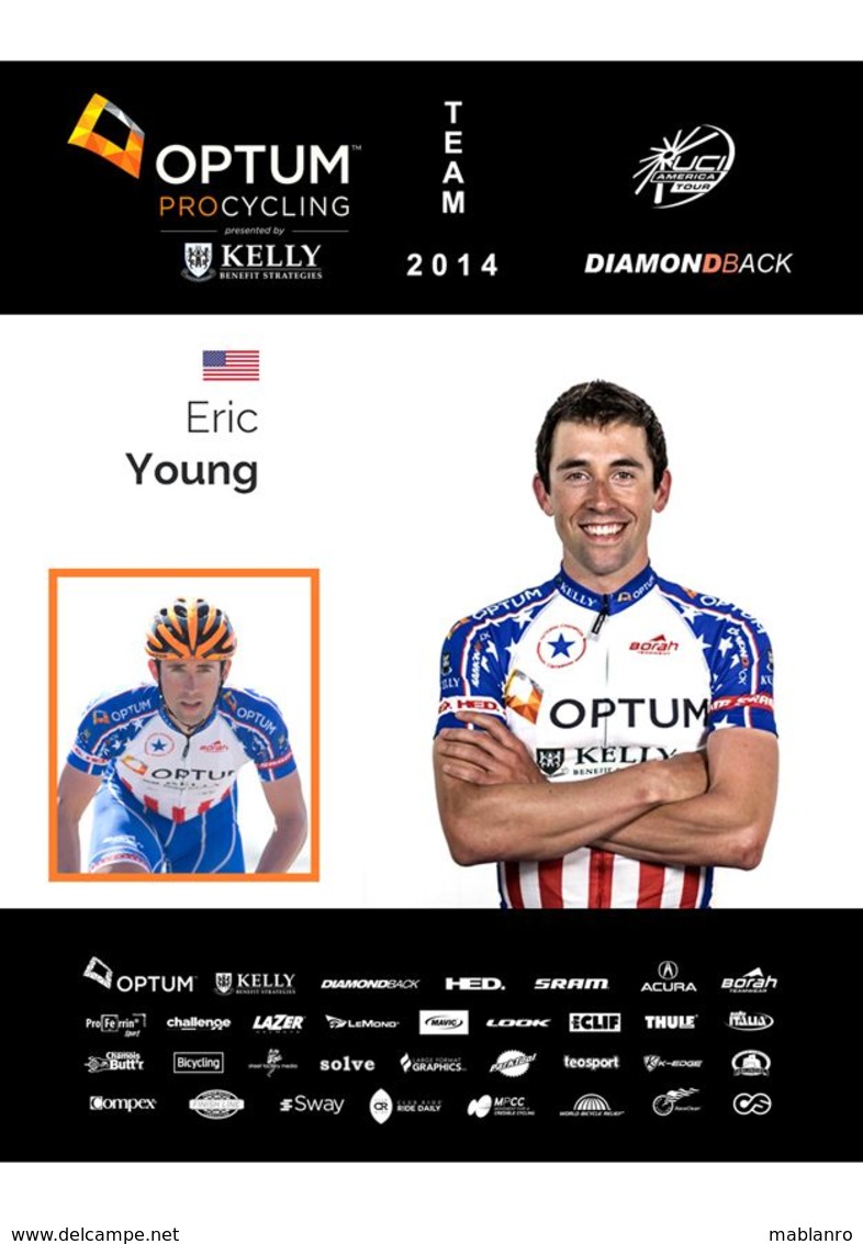 CARTES CYCLISME ERIC YOUNG TEAM OPTUM - KELLY 2014 - Cyclisme