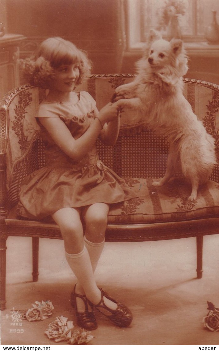 Chien. Pomeranian. Spitz. Hunde  Enfant  Cani  Old Dog Postcard  Cpa.. 1926 - Hunde