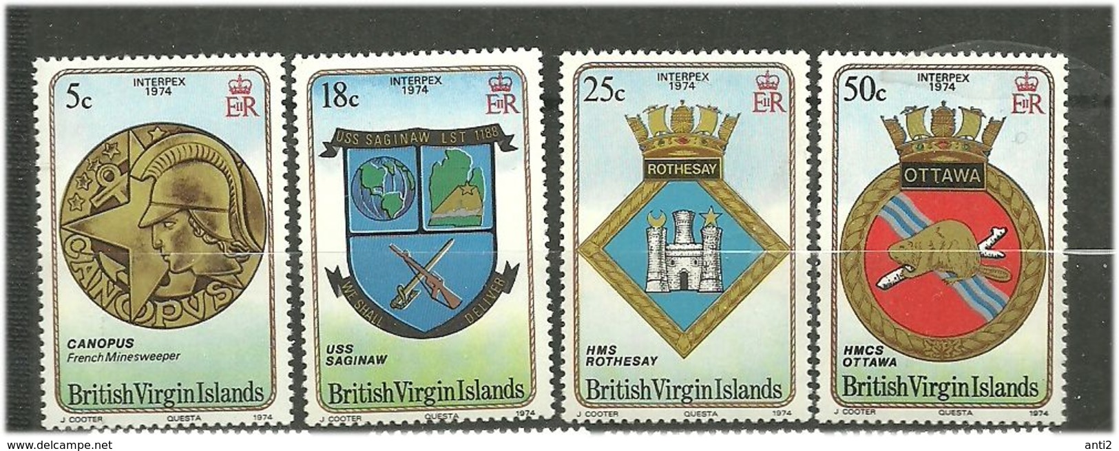 British Virgin Islands 1974 International Stamp Exhibition INTERPEX 1974: Coat Of Arms., Mi 262-265, MNH(**) - British Virgin Islands