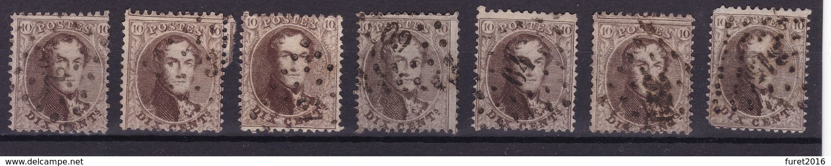 N° 14 : 21 Timbres Oblitérations Losange De Points Dentelures Diverses - 1863-1864 Medallions (13/16)