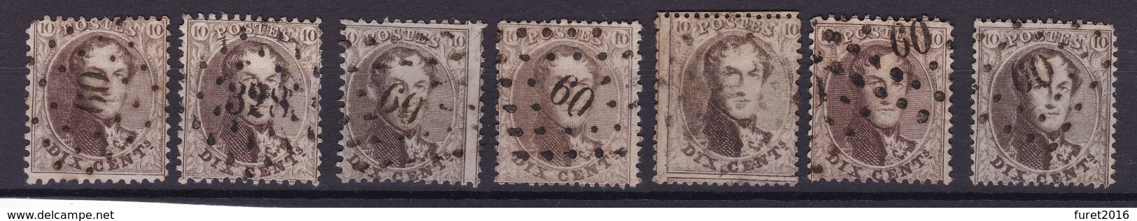 N° 14 : 21 Timbres Oblitérations Losange De Points Dentelures Diverses - 1863-1864 Medallions (13/16)