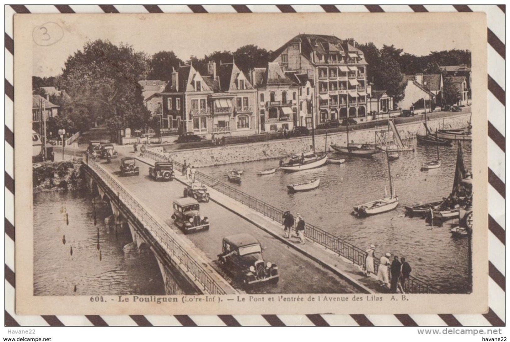 3AE247 LE POULIGUEN LE PONT ET L'ENTREE DE L'AVENUE DESLILAS VOITURES  2 SCANS - Le Pouliguen