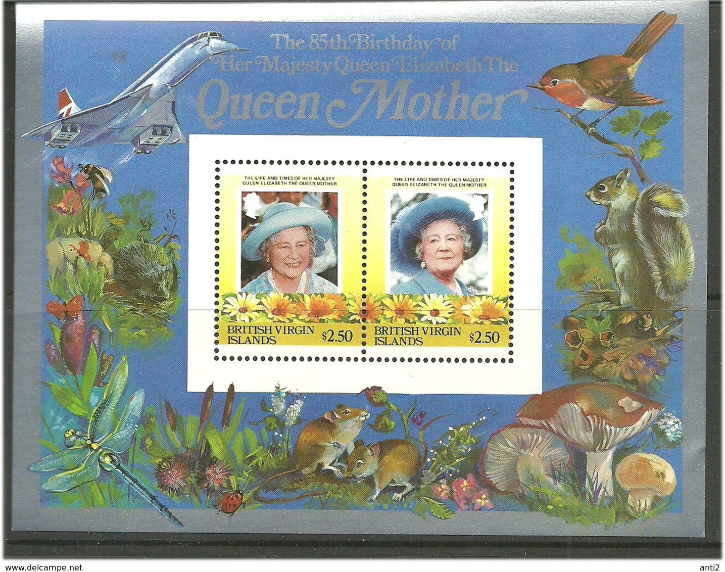 British Virgin Islands 1985 Queens Mother 85 Years Birthday, Mi Bloc 26 MNH(**) - Britse Maagdeneilanden