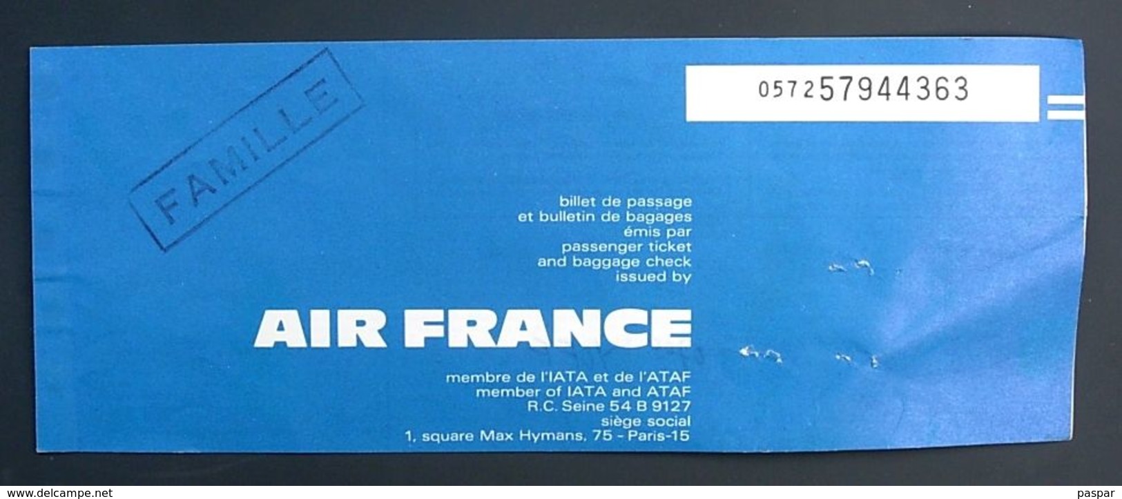 Billet Air France Dakar Marseille 1971 Avec Publicité Total - Biglietti