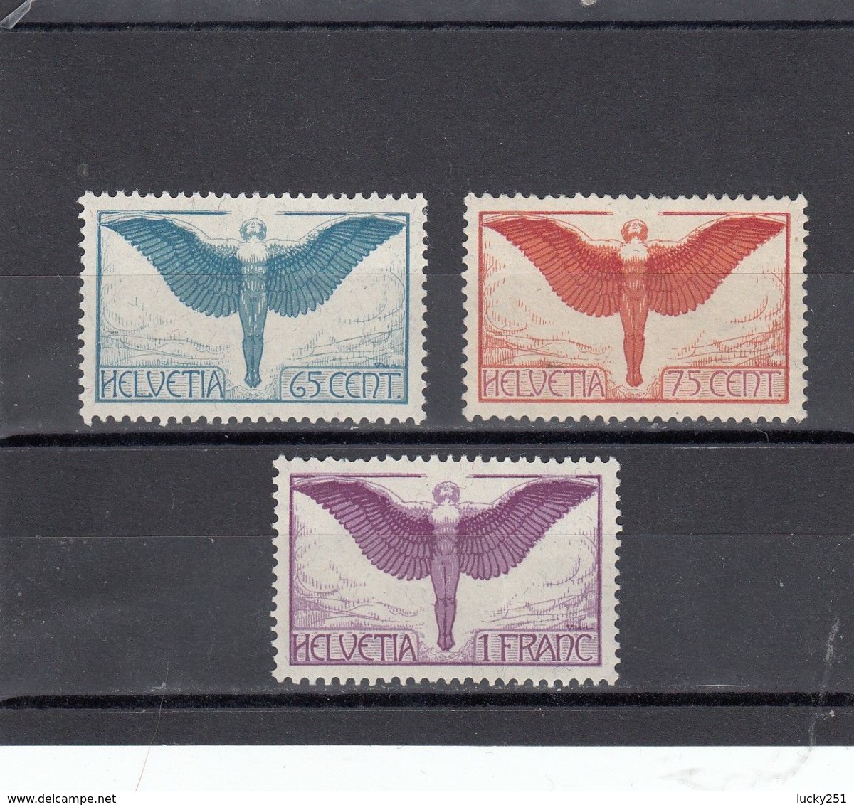 Suisse - P.A. - Neuf** - Année 1924- N°YT 10a/12a** - Icare - Papier Ordinaire - Unused Stamps
