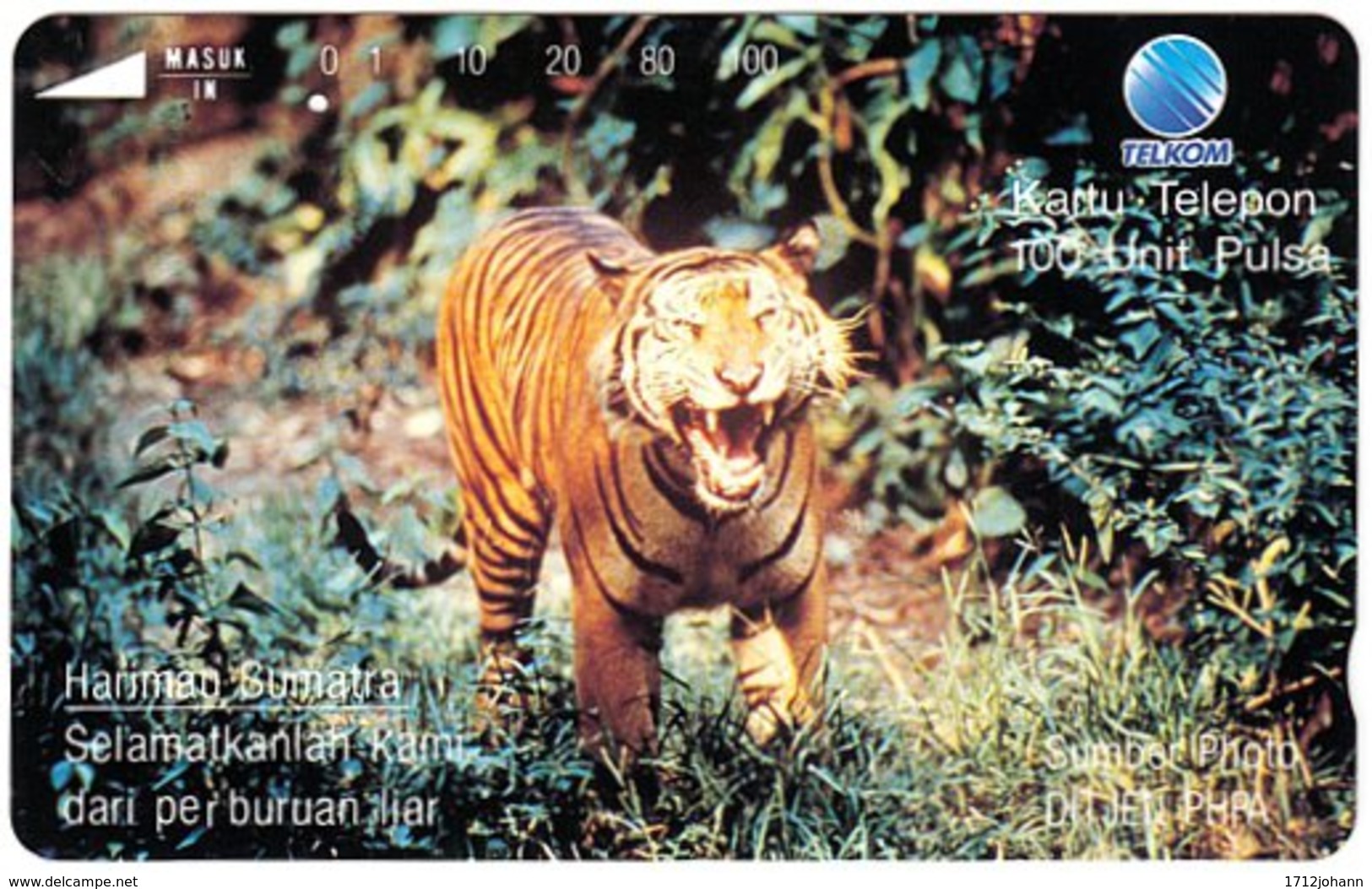 INDONESIA A-727 Magnetic Telkom - Animal, Cat, Tiger - Used - Indonesië