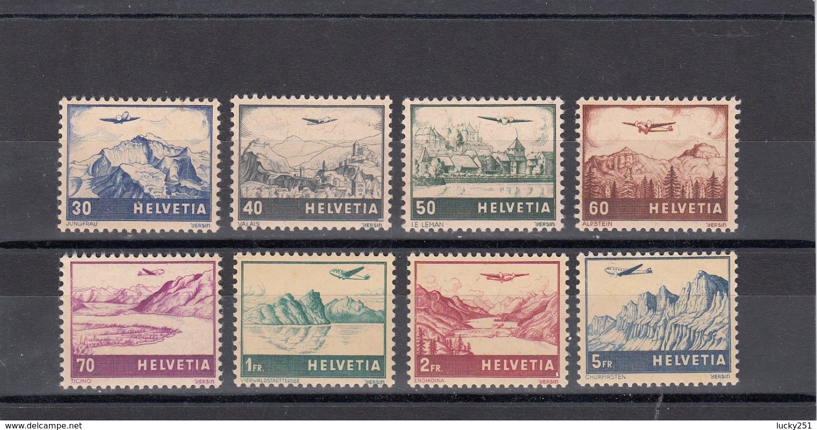 Suisse - P.A. - Neuf** - Année 1941 - N°YT 27/34** - Paysages - Unused Stamps