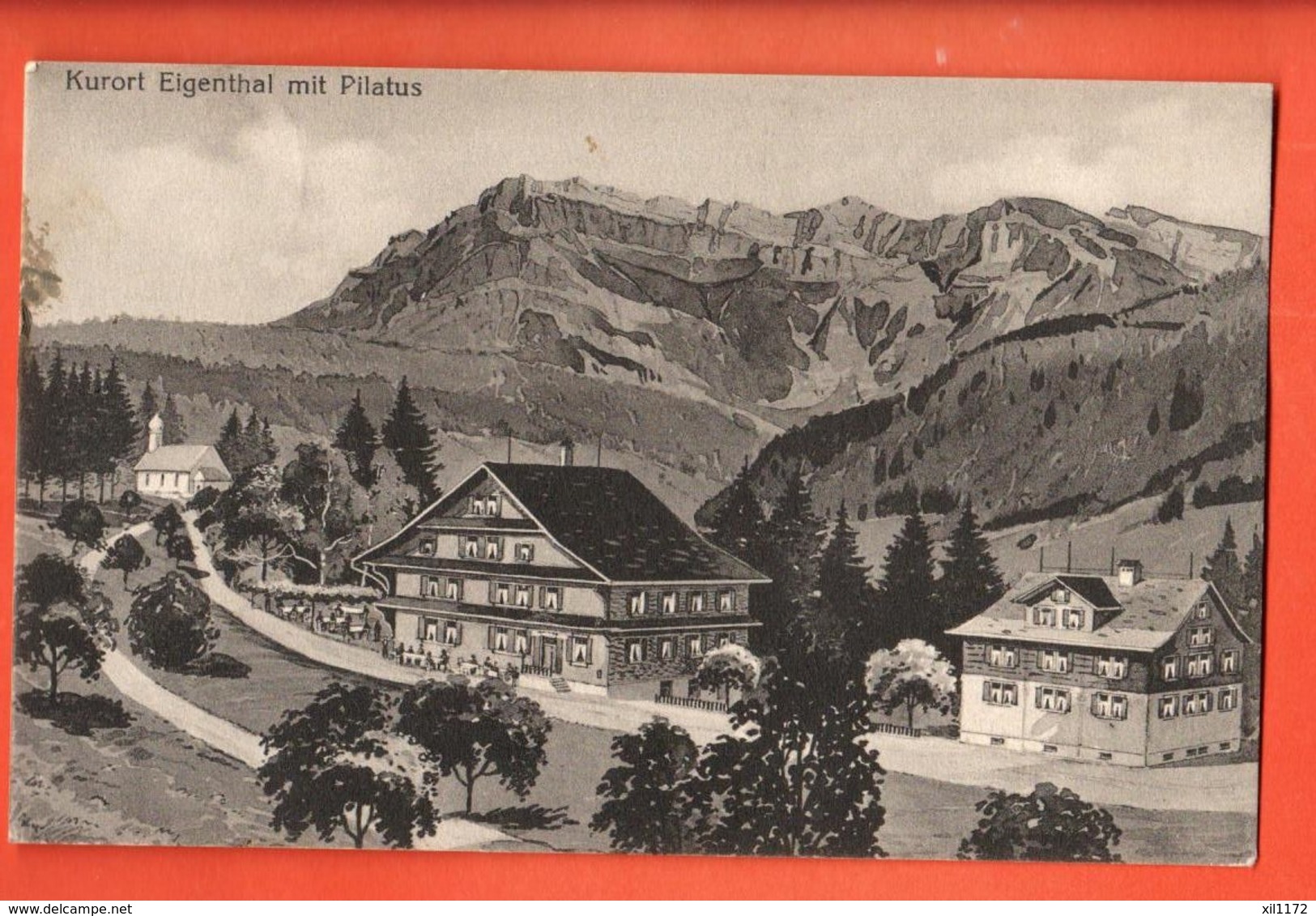 ZAM-23 SELTEN Kurort Eigenthal Schwarzenberg Mit Pilatus. Litho. Stempel Eigenthal. Gelaufen Nach Tramelan - Schwarzenberg