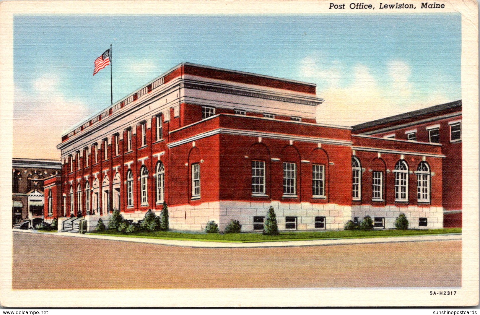 Maine Lewiston Post Office Curteich - Lewiston