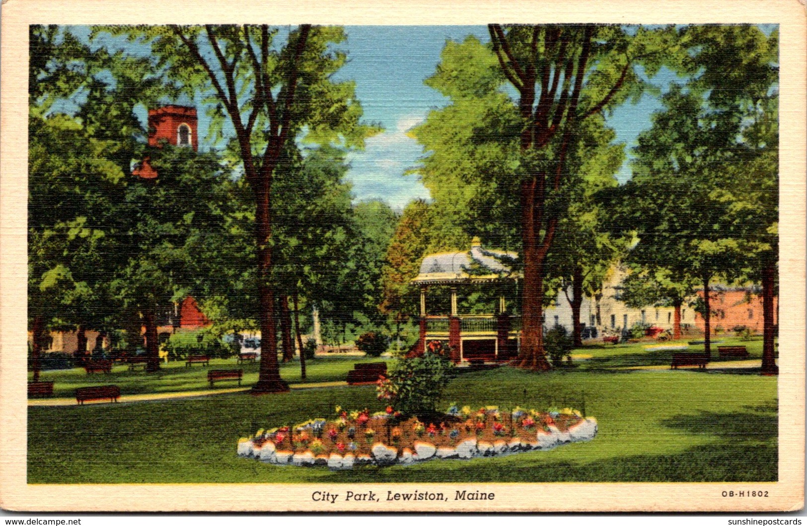 Maine Lewiston City Park 1943 Curteich - Lewiston