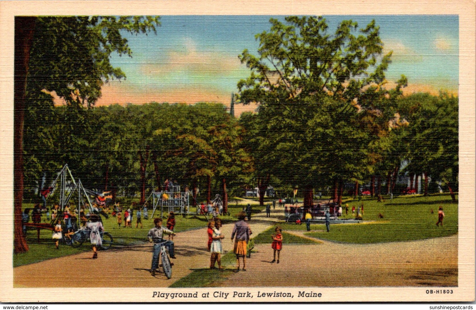 Maine Lewiston City Park Playground 1955 Curteich - Lewiston