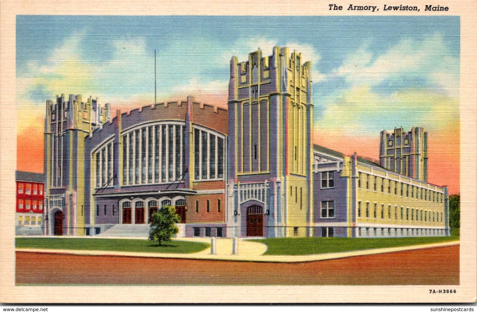 Maine Lewiston The Armory 1938 Curteich - Lewiston