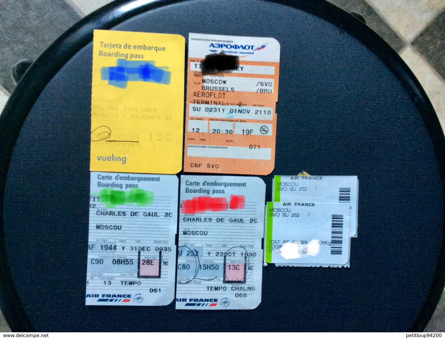 5 CARTES D’EMBARQUEMENT  *Air France *Vueling *Aeroflot - Carte D'imbarco