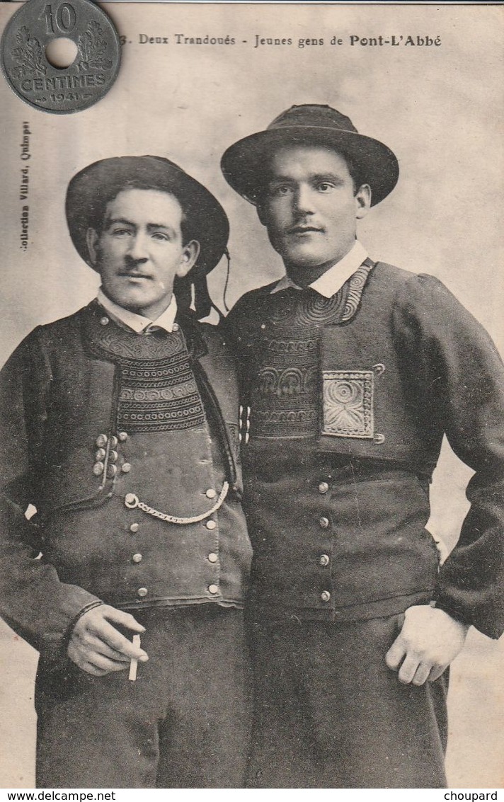 29 - Carte Postale Ancienne De Bretagne     Deux Trandoués    Jeunes Gens De PONT L'ABBE - People