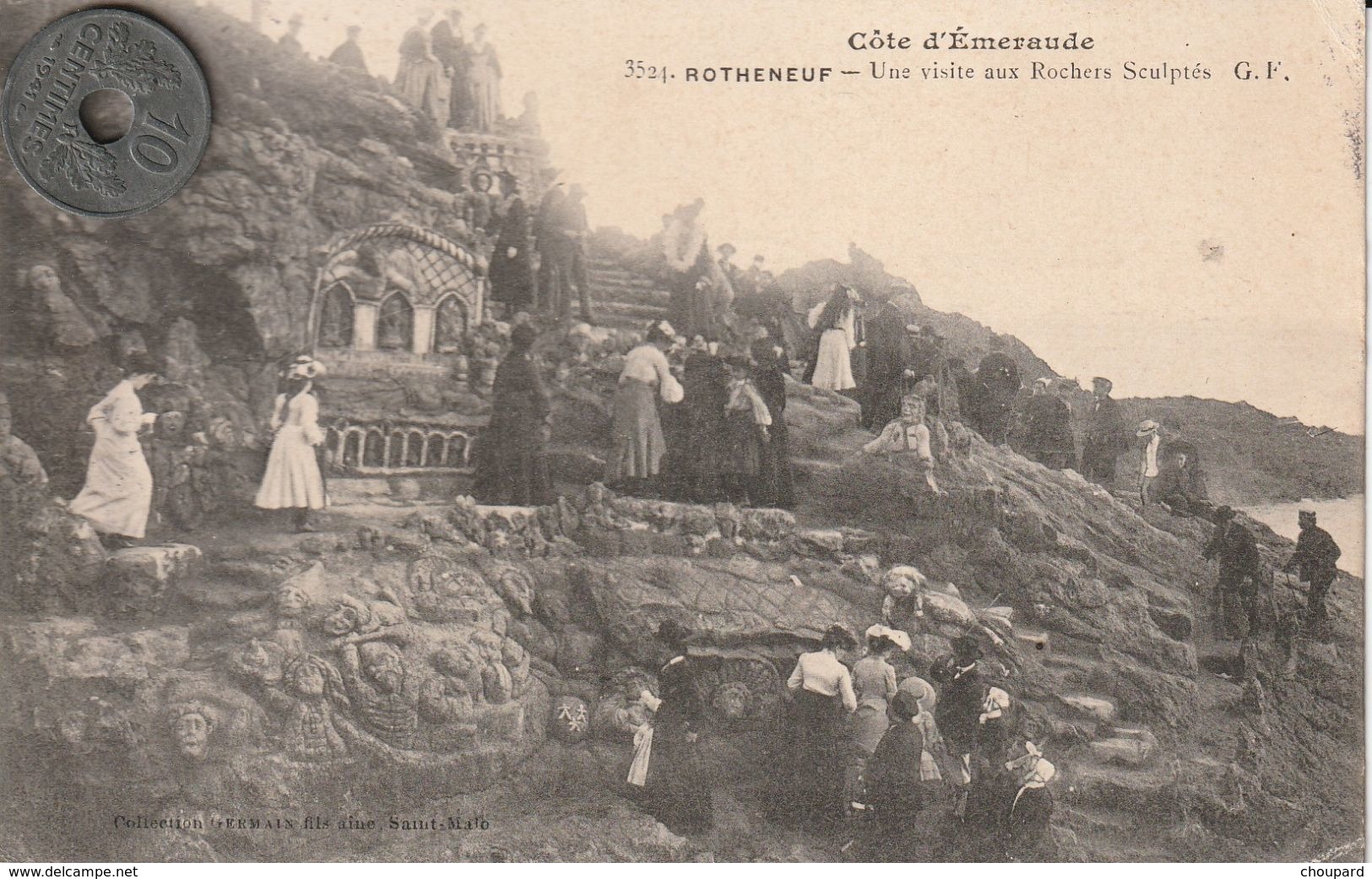 35 - Carte Postale Ancienne De Bretagne    ROTHENEUF   Une Visite Aux Rochers Sculptés - Rotheneuf