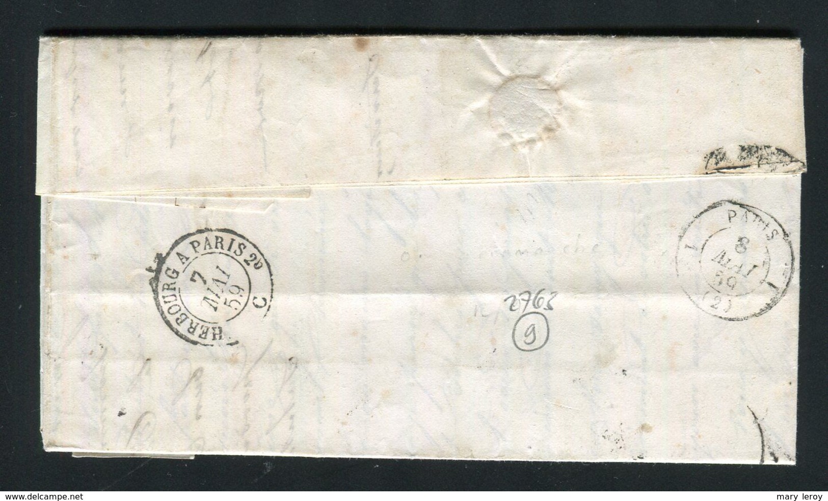 Rare Lettre D'Arromanches Par Ryes ( Calvados 1859 ) Pour Paris - Cachet PC 2763 - 1849-1876: Période Classique