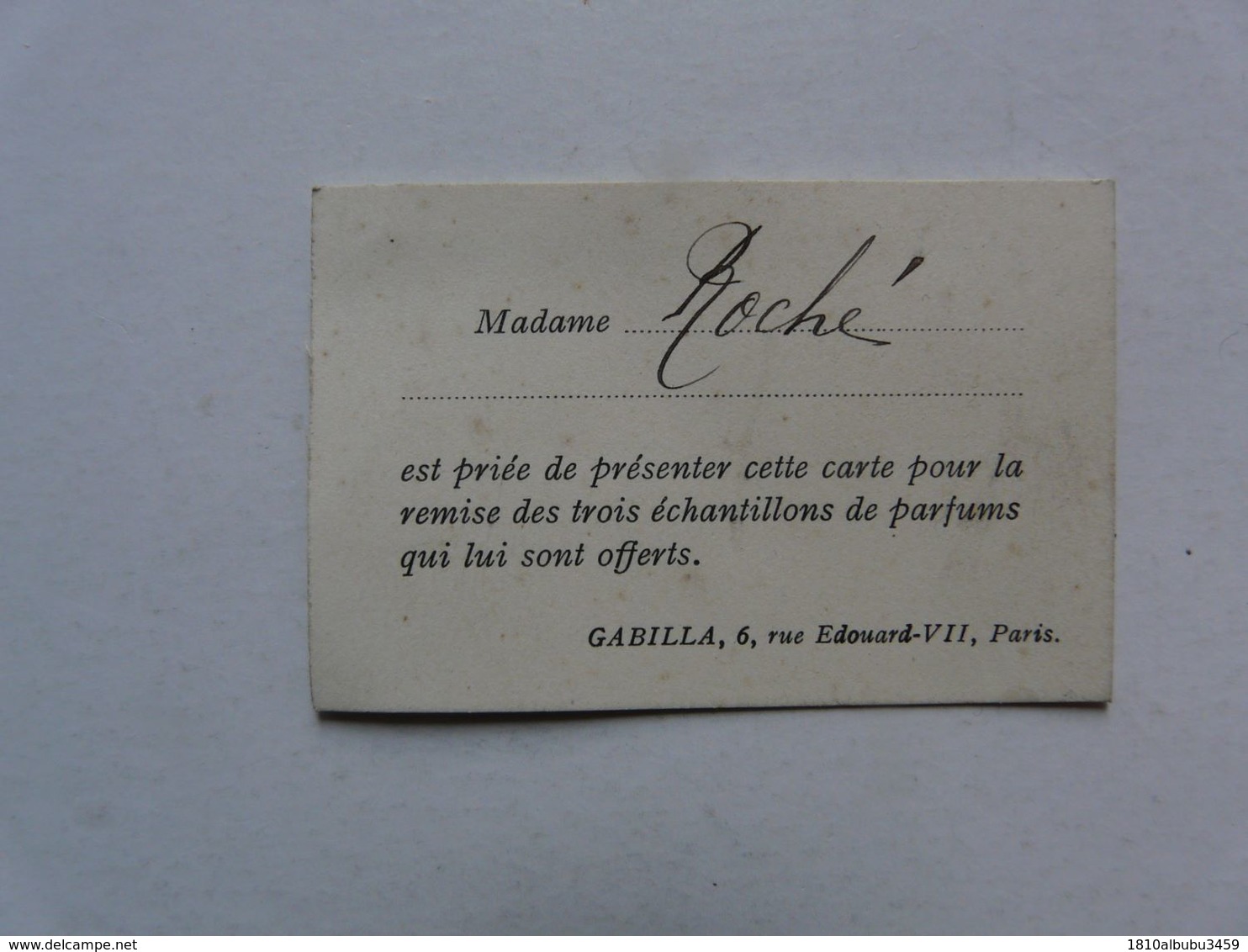 VIEUX PAPIERS - PUBLICITE : Remise D'échantillons De Parfums - GABILLA, 6 Rue Edouard VII , PARIS - Werbung