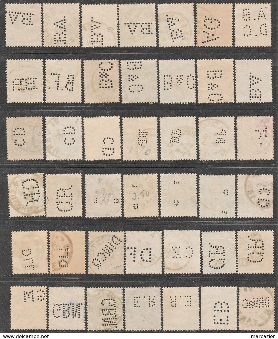 België. 42 Perfins Tussen OCB N°26 & 52 - Zonder Classificatie