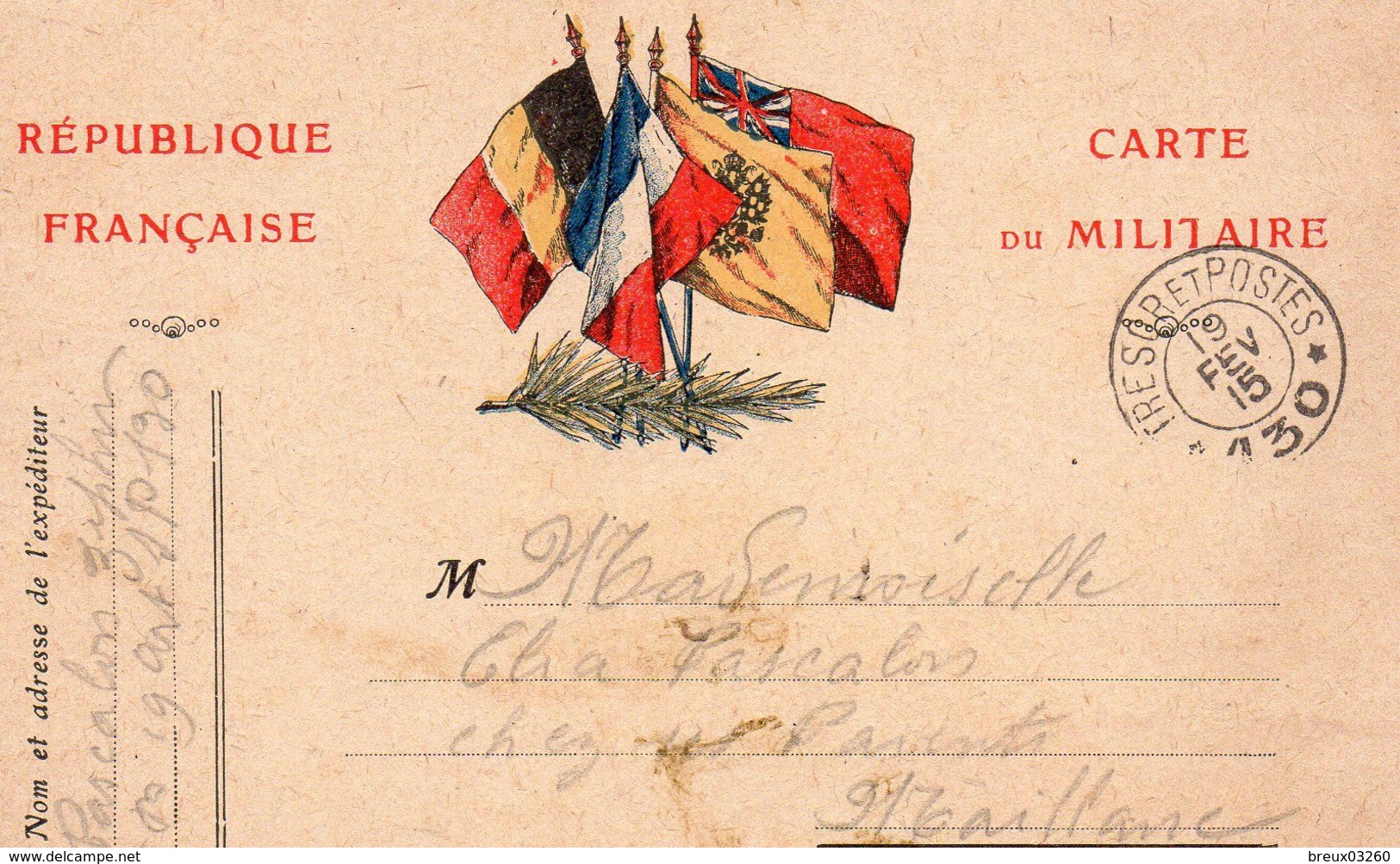 CP- "Carte  Ou Militaire "-  4 Drapeaux - - 1. Weltkrieg 1914-1918