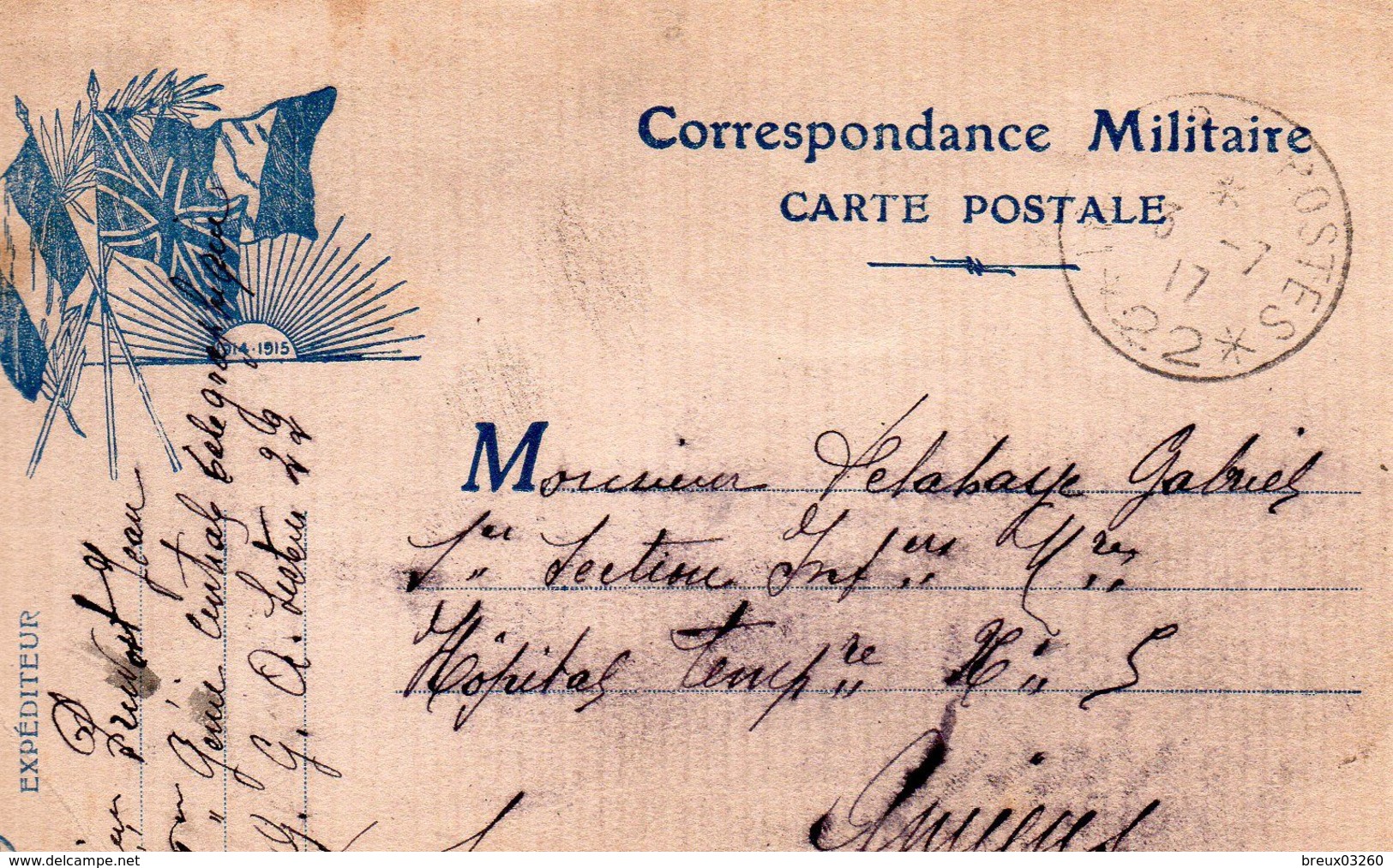 CP-  " Correspondance Militaire "-  4 Drapeaux - - Guerra Del 1914-18