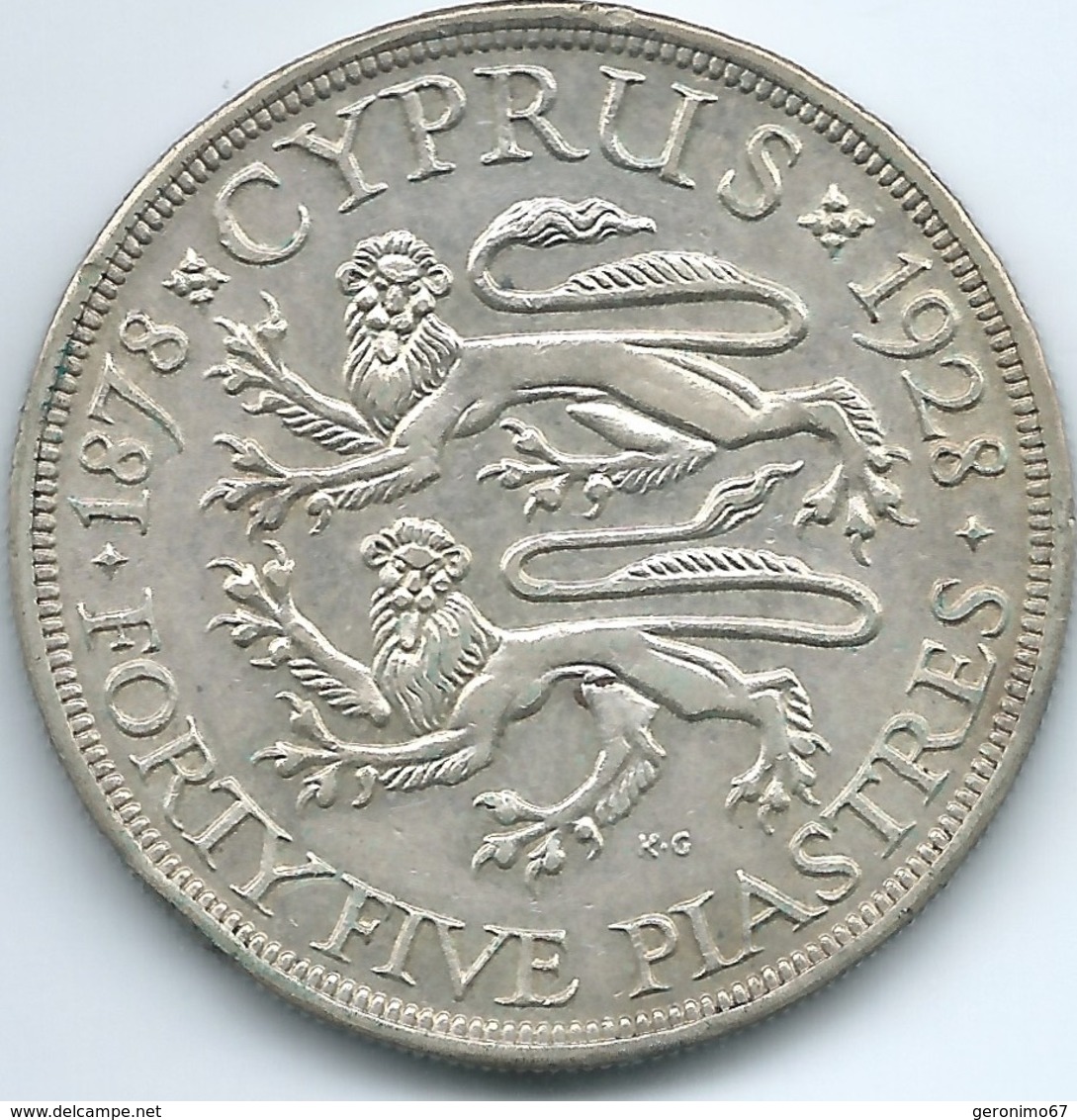 Cyprus - George V - 1928 - 45 Piastres - 50th Anniversary Of Cyprus - KM19 - Cipro