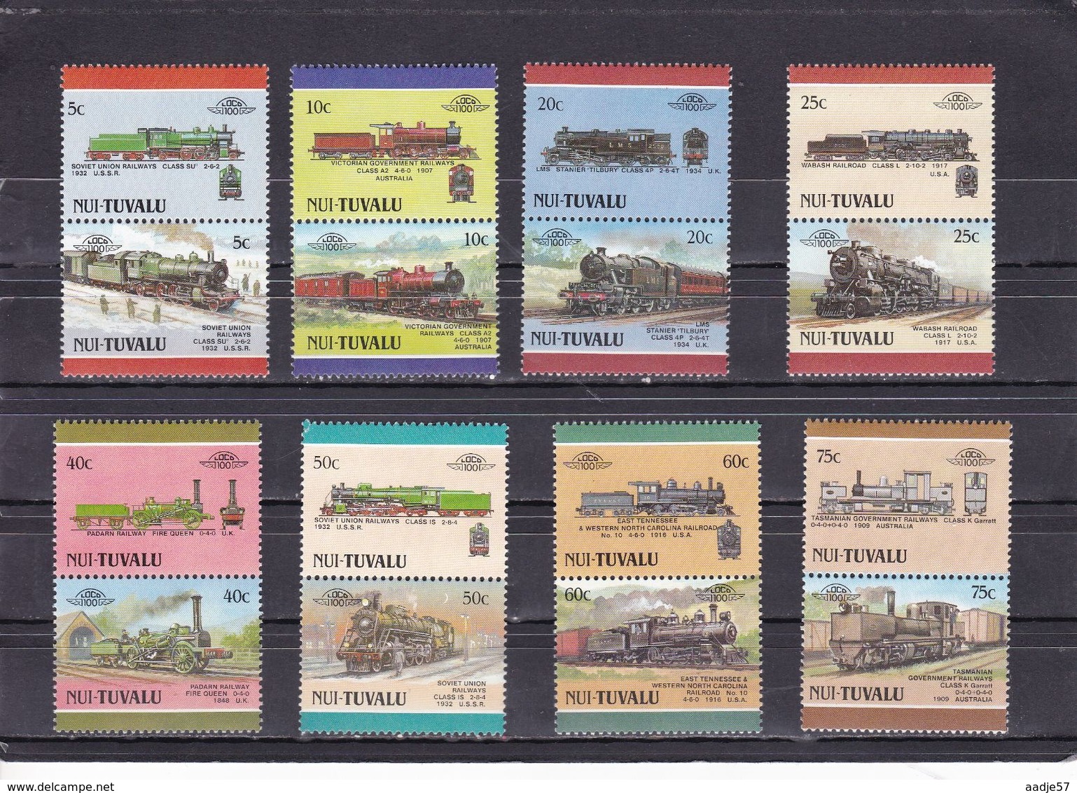 NUI : TUVALU - N°107/122  (1988) Locomotives / Railways MNH** - Treni