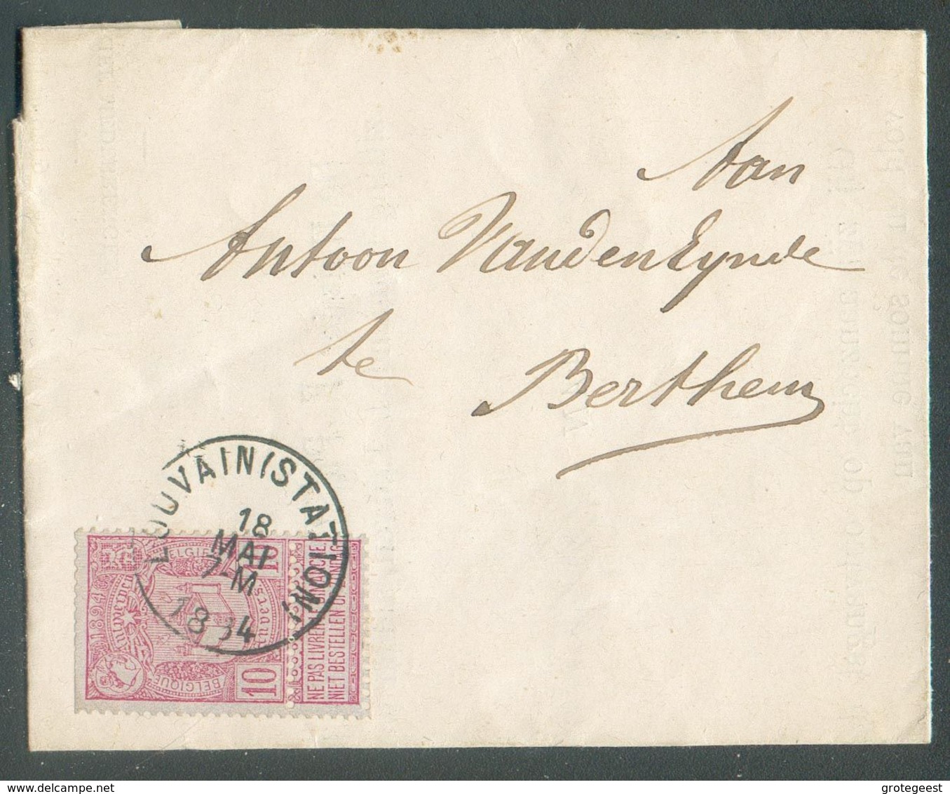 10 Centimes Exposition D'Anvers Obl. Sc LOUVAIN (STATION) Sur Petite Lettre Du 18 Mai 1894 Vers Berthem.  Superbe  - 156 - 1894-1896 Exhibitions