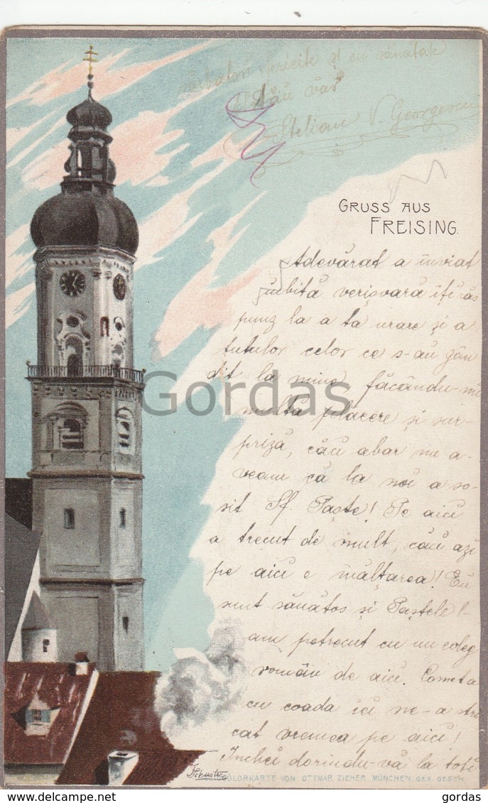 Germany - Gruss Aus Freising - Litho - Freising