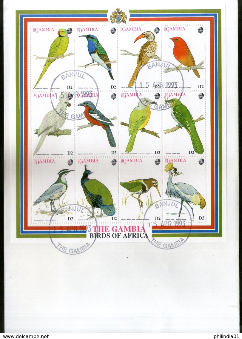 Gambia 1993 Birds Parrot Wildlife Animals Sc 1375 Sheetlet FDC # 19089 - Perroquets & Tropicaux