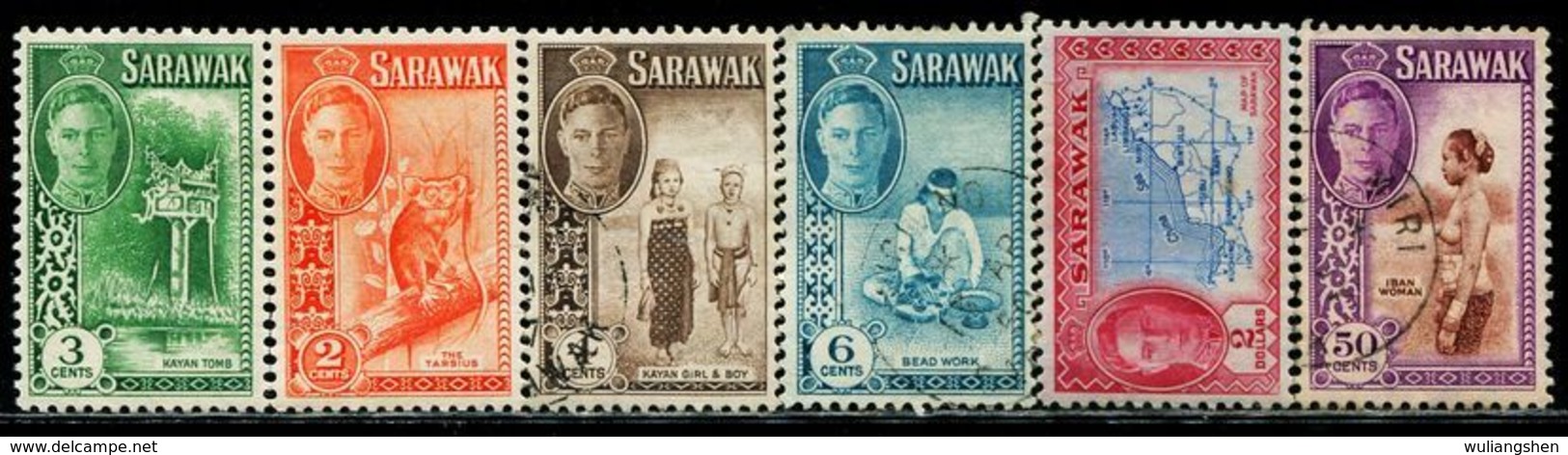 DK1215 Sarawak 1950 George VI Map Monkey Aboriginal 6 Old And New Mixed MNH - Sonstige - Asien