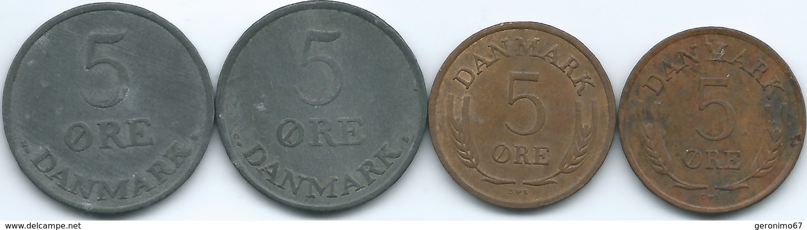 Denmark - Frederik IX - 5 Øre - 1953 (KM843.1) 1958 (KM843.2) 1971 (KM848.1) & 1972 (KM848.2) - Denmark