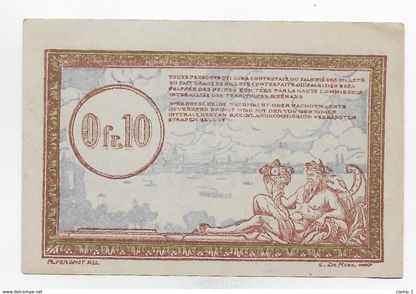 BILLET NECESSITE  REGIE DES CHEMINS DE FER DES TERRITOIRES OCCUPES 10 CENTIMES *1923 NEUF * RHENANIE * RUHR * - Bonds & Basic Needs