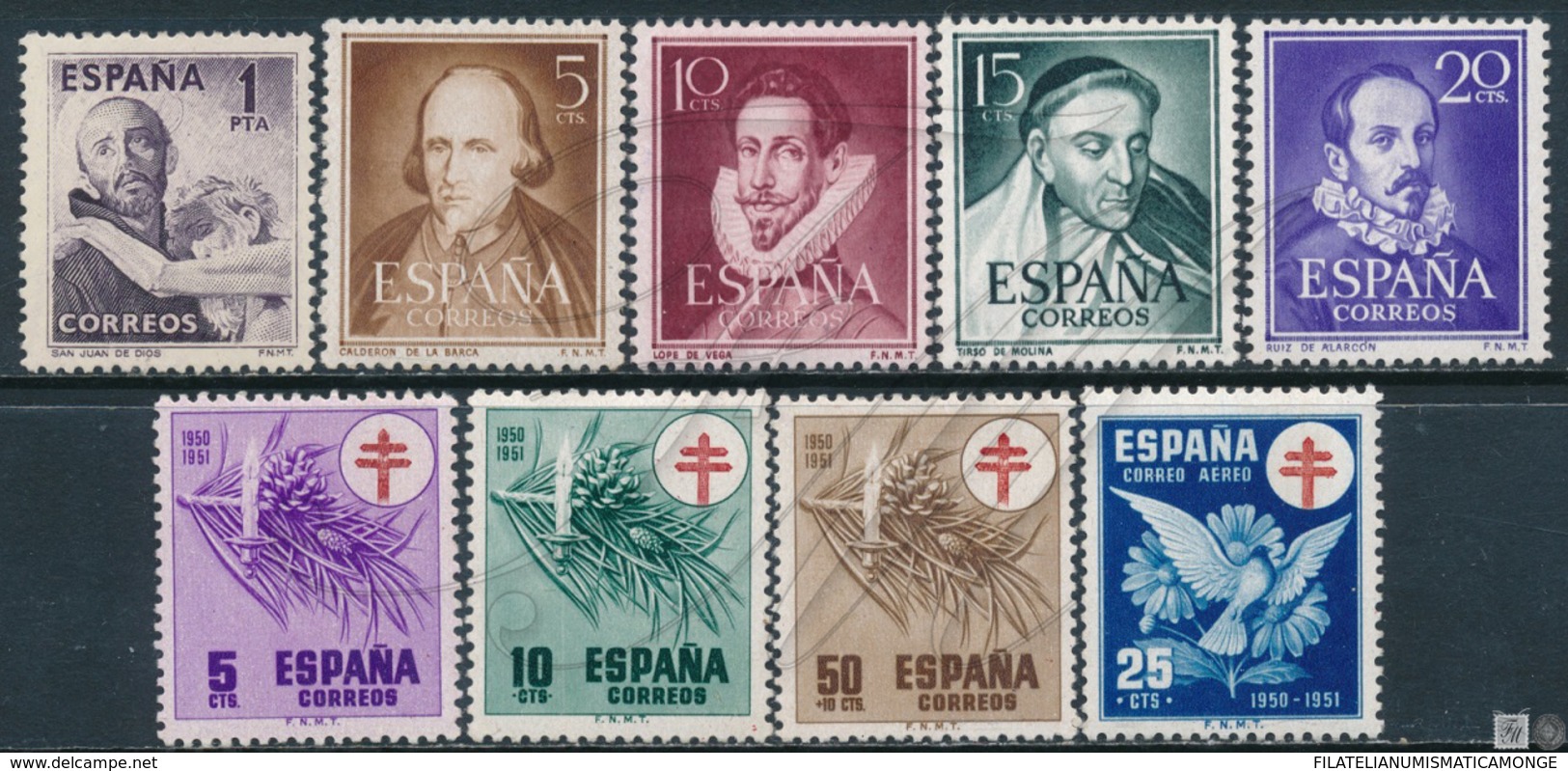 España   - Año Completo -  1950 Sin 1075/83 / Foto Generica ** - Années Complètes