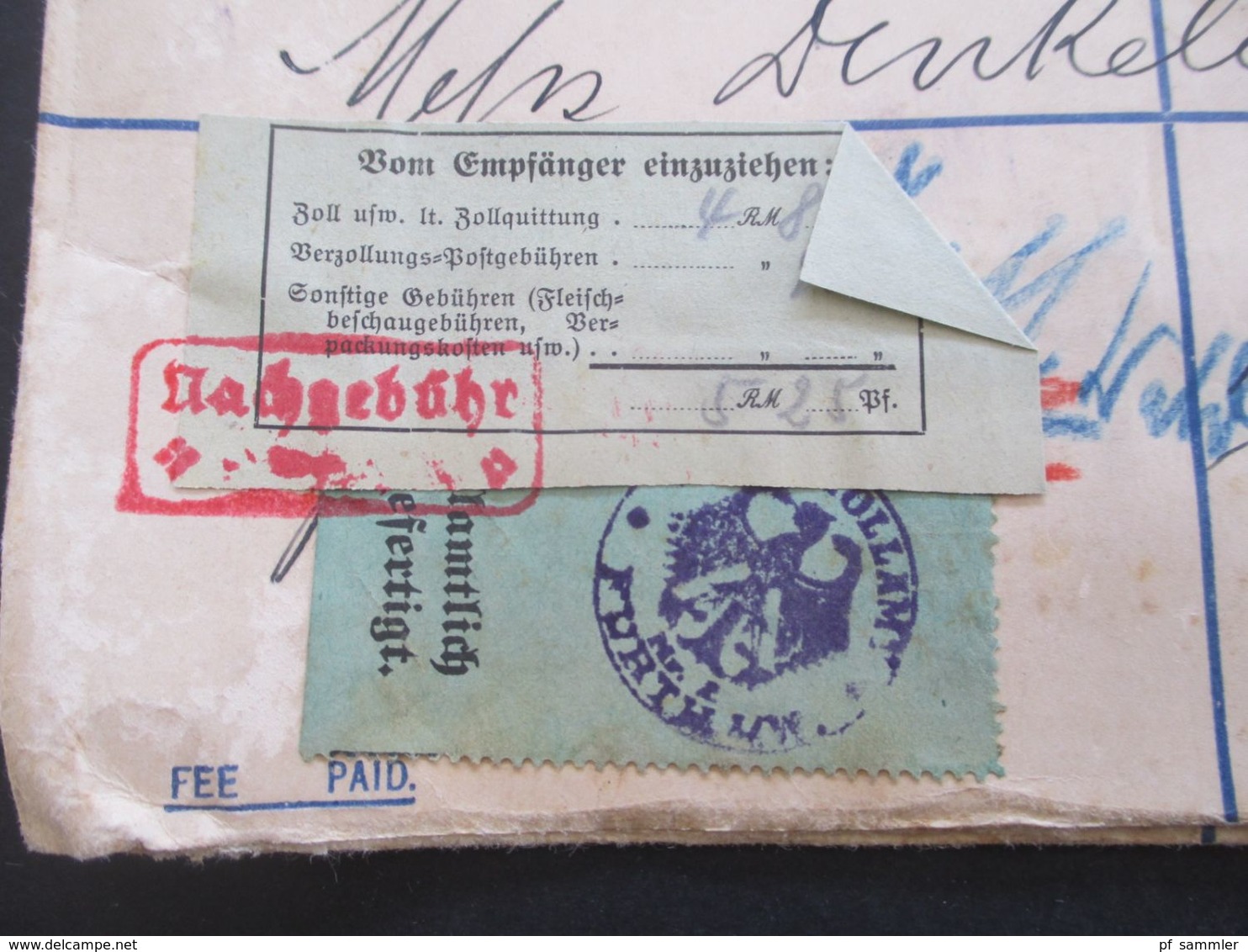 GB 1930 GA registered Letter mit Zusatzfrankatur und Klebezettel zollamtlich abgefertig / Vom Empfänger... Nachgebühr