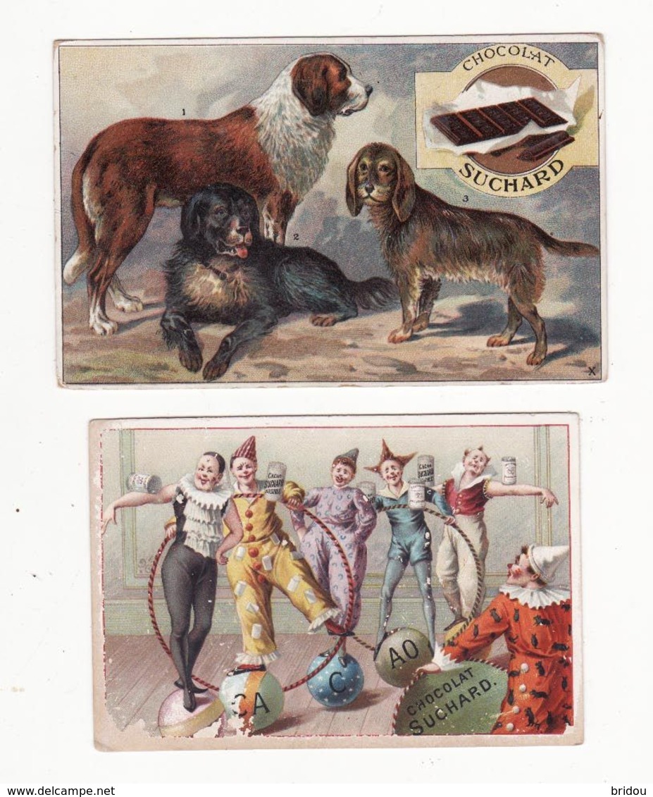 Chromo  CHOCOLAT SUCHARD    Lot De 2    Chiens, Cirque, Clowns - Suchard