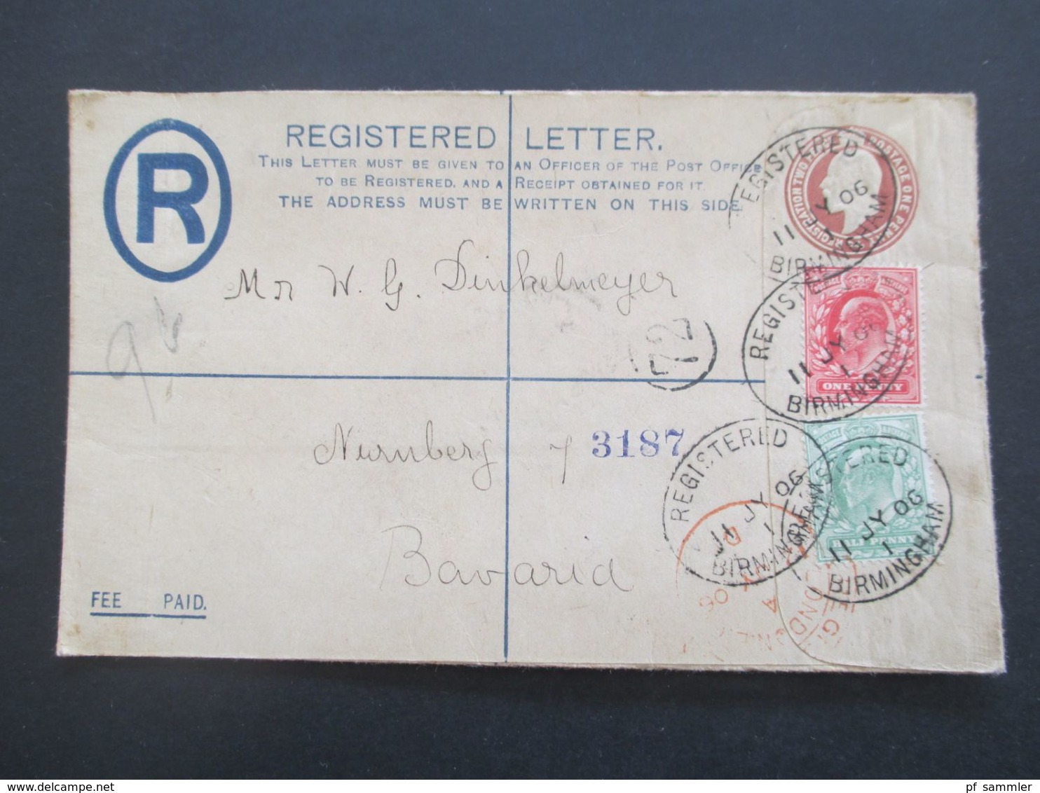 GB 1897 - Ca. 1931 Registered Letter Alle Mit Zusatzfrankaturen Nach Nürnberg Gesendet. Viele Stempel!! 37 Belege. - Briefe U. Dokumente