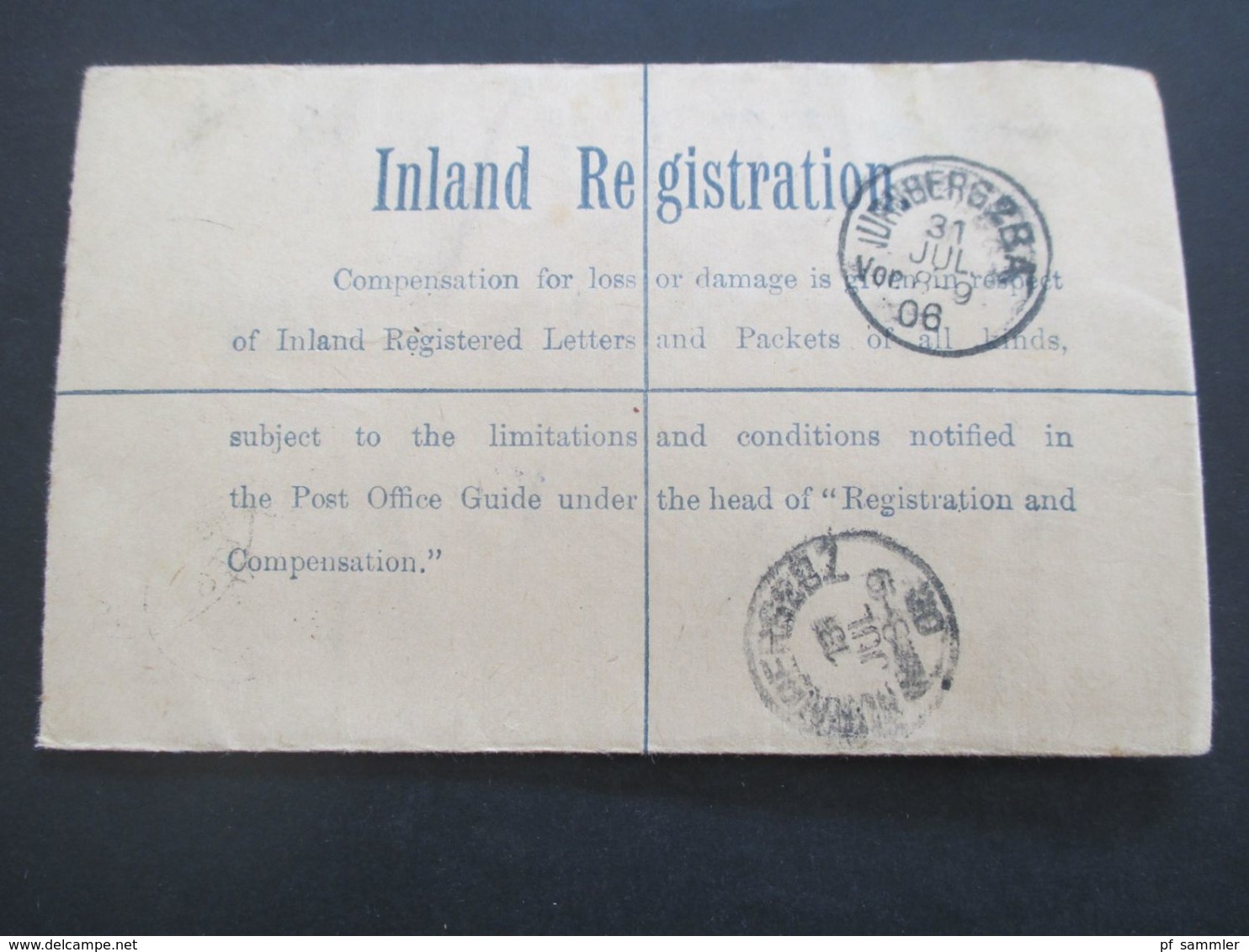 GB 1897 - Ca. 1931 Registered Letter Alle Mit Zusatzfrankaturen Nach Nürnberg Gesendet. Viele Stempel!! 37 Belege. - Brieven En Documenten