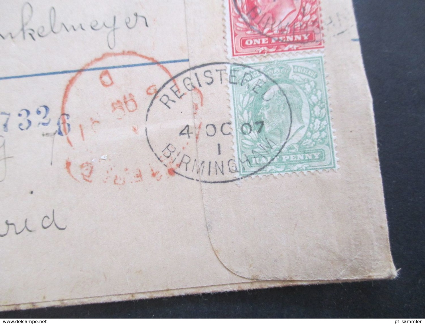 GB 1897 - ca. 1931 Registered Letter alle mit Zusatzfrankaturen nach Nürnberg gesendet. Viele Stempel!! 37 Belege.