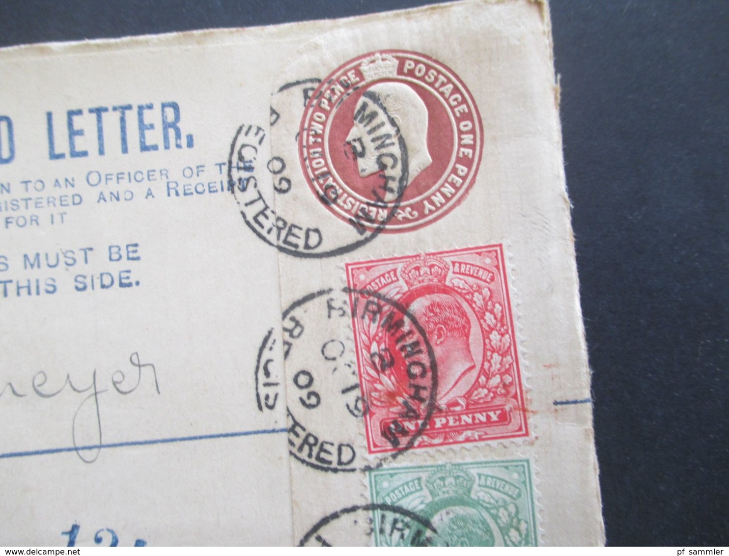 GB 1897 - ca. 1931 Registered Letter alle mit Zusatzfrankaturen nach Nürnberg gesendet. Viele Stempel!! 37 Belege.