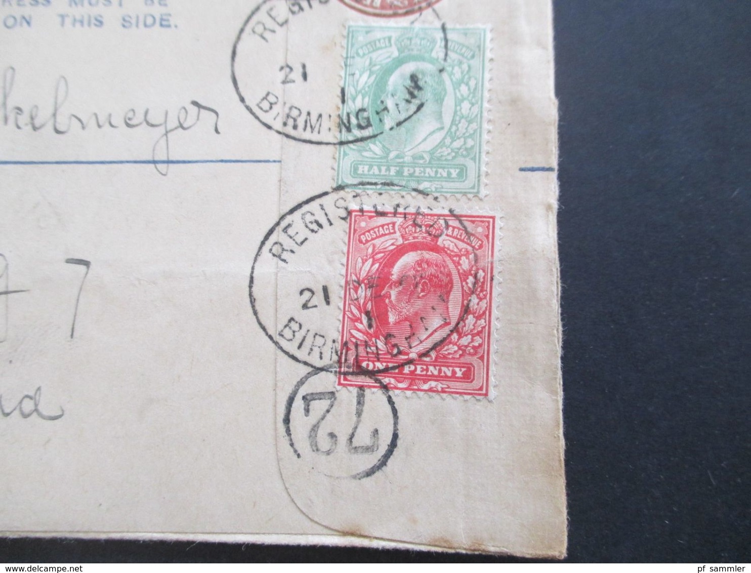 GB 1897 - ca. 1931 Registered Letter alle mit Zusatzfrankaturen nach Nürnberg gesendet. Viele Stempel!! 37 Belege.