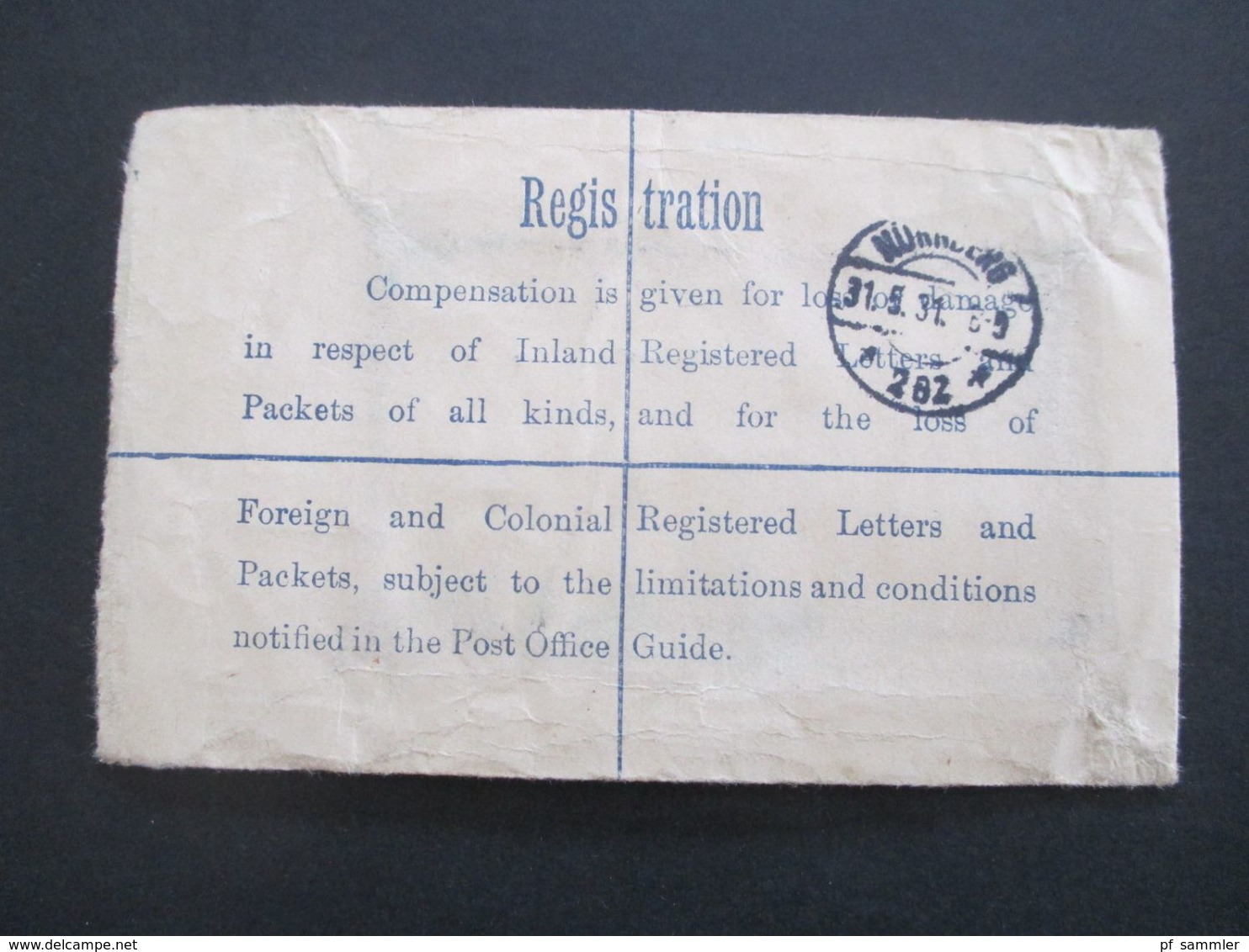 GB 1897 - ca. 1931 Registered Letter alle mit Zusatzfrankaturen nach Nürnberg gesendet. Viele Stempel!! 37 Belege.