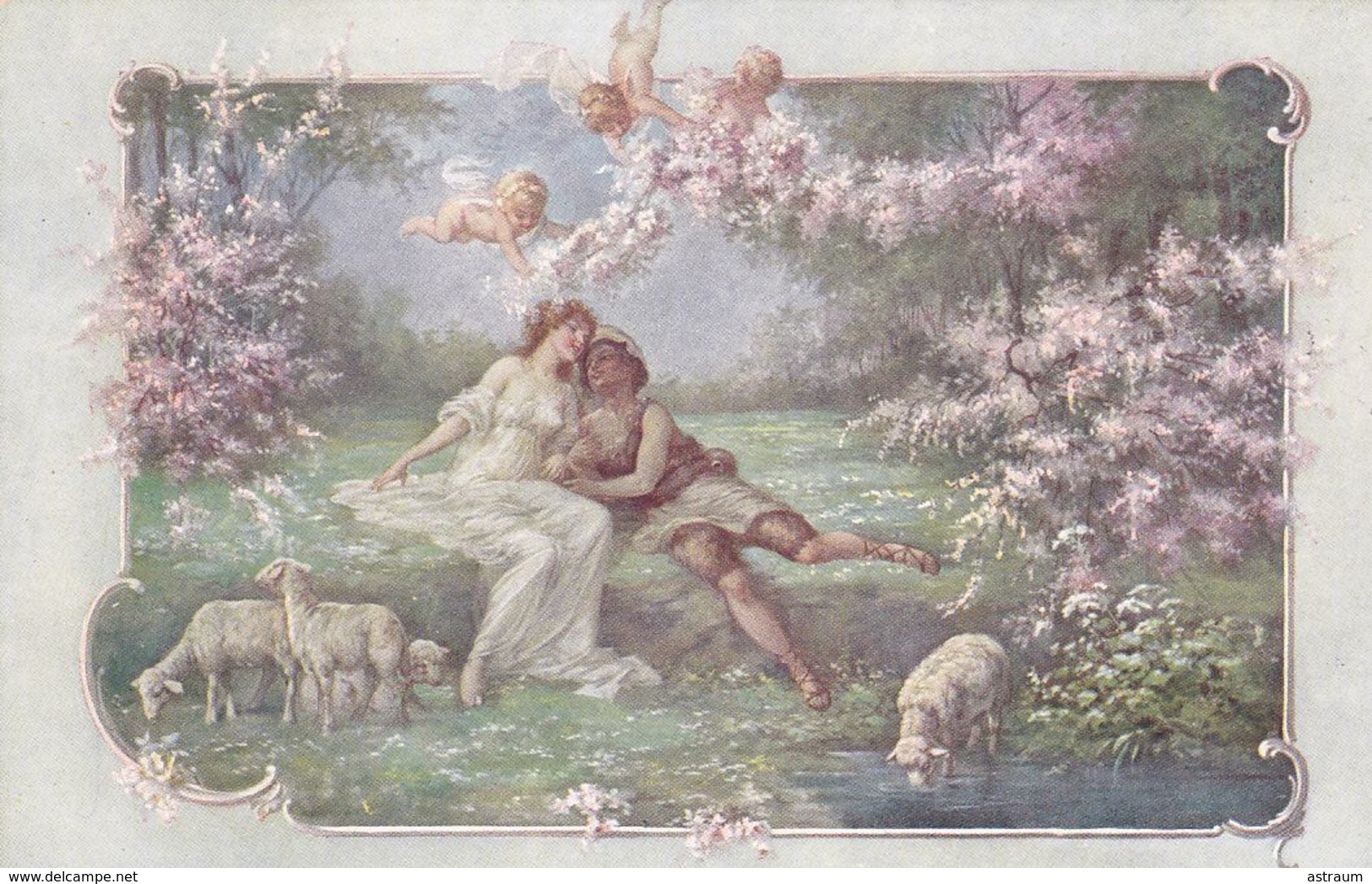 Cpa-illust.- Vienne- H. Christ N°196-pas Sur Delc.-scene De Vie Champetre-couple, Angelot, Moutons-art Deco / Nouveau - Vienne