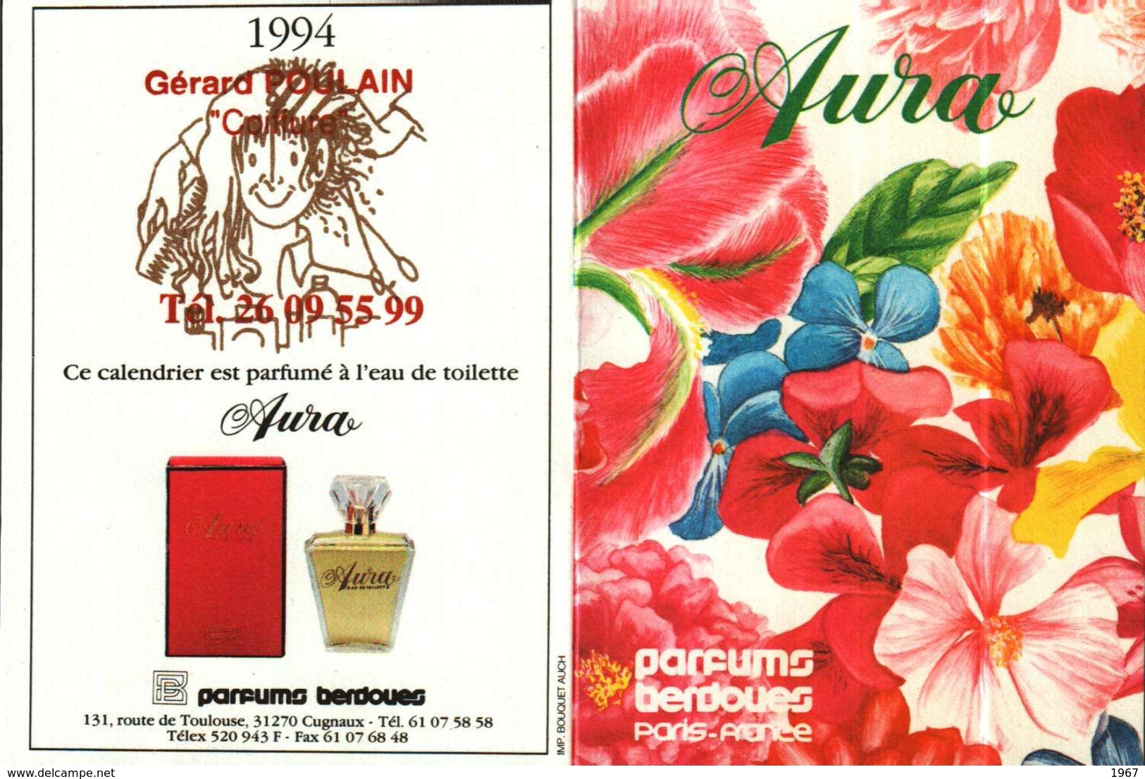 Petit Calendrier De Poche  1994  -   PARFUMS  AURA - Petit Format : 1991-00