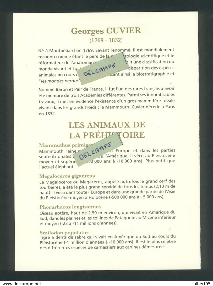 Les Animaux De La Préhistoire - Bloc N° 119 Signé Par L'illustrateur Christian Broutin - Tirage N° 120 Sur 400 - Cuvier - Other & Unclassified