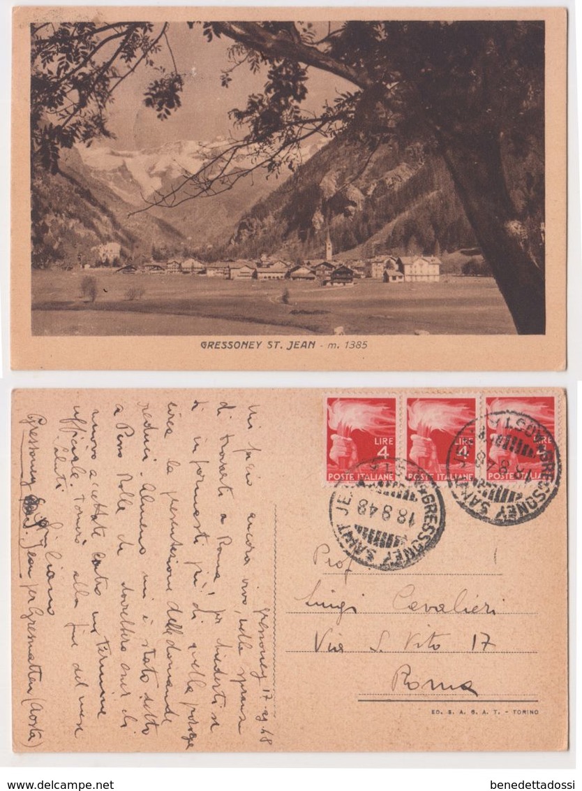 Val D'Aosta - Gressoney St. Jean, M.1385, Viaggiata 1948 - Autres & Non Classés