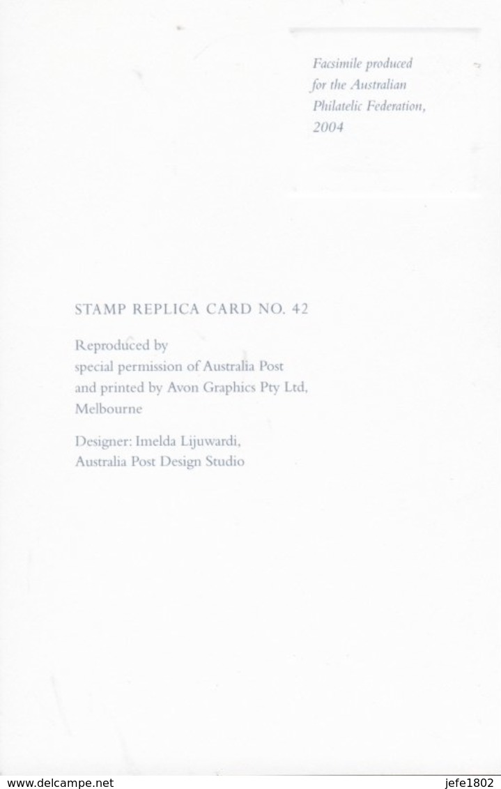 Facsimile Produced For The Australian Philatelic Federation, 2004 - Card N° 42 - Probe- Und Nachdrucke