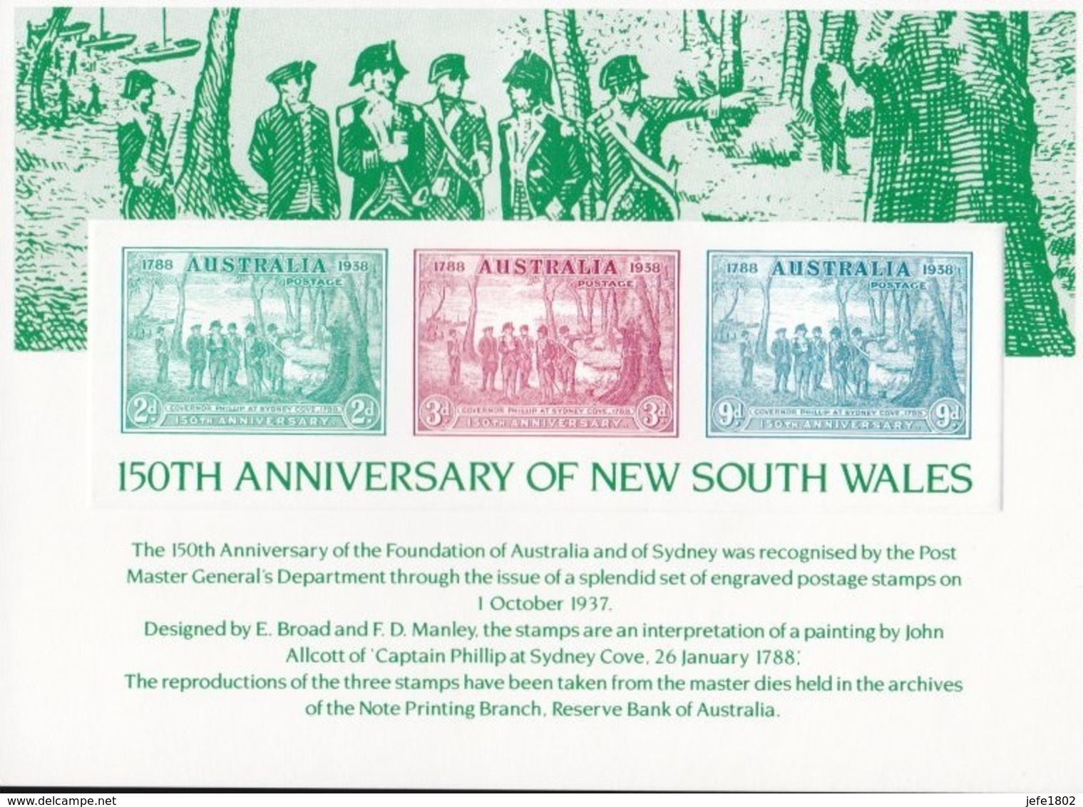 Facsimile Produced For The Australian Philatelic Federation, 1989 - Card N° 15 - Probe- Und Nachdrucke