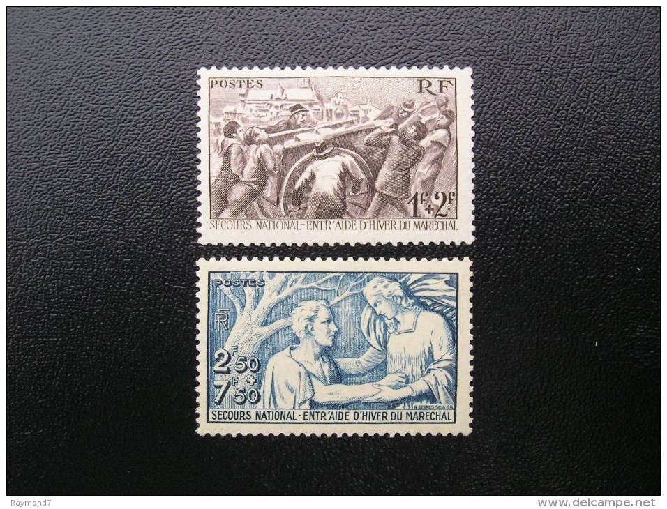 497 NEUF **(sans Charnière) 498 NEUF*(charnière Légère)  Secours National  1941 - Nuovi