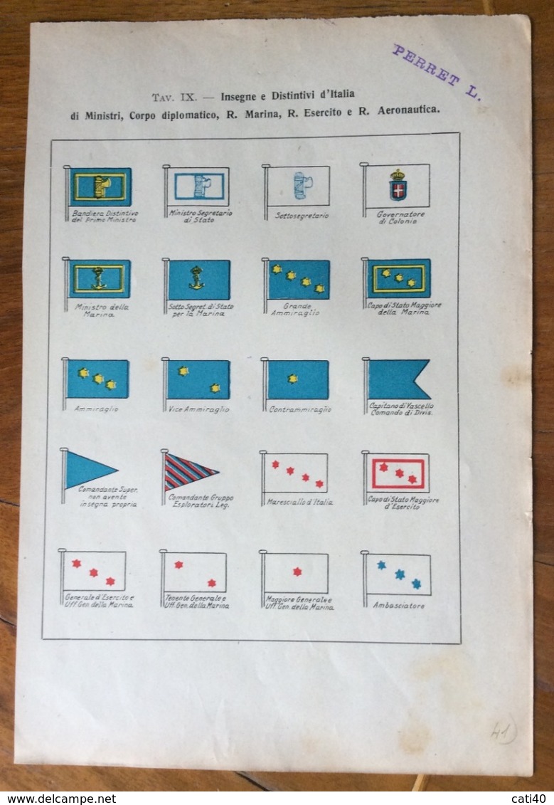 MILITARIA - INSEGNE DISTINTIVI  MINISTRI CORPO DIPLOMATICO R.MARINA.R ESERCITO R. AERONAUTICA - VENTENNIO  Stampa 17x25 - Flags