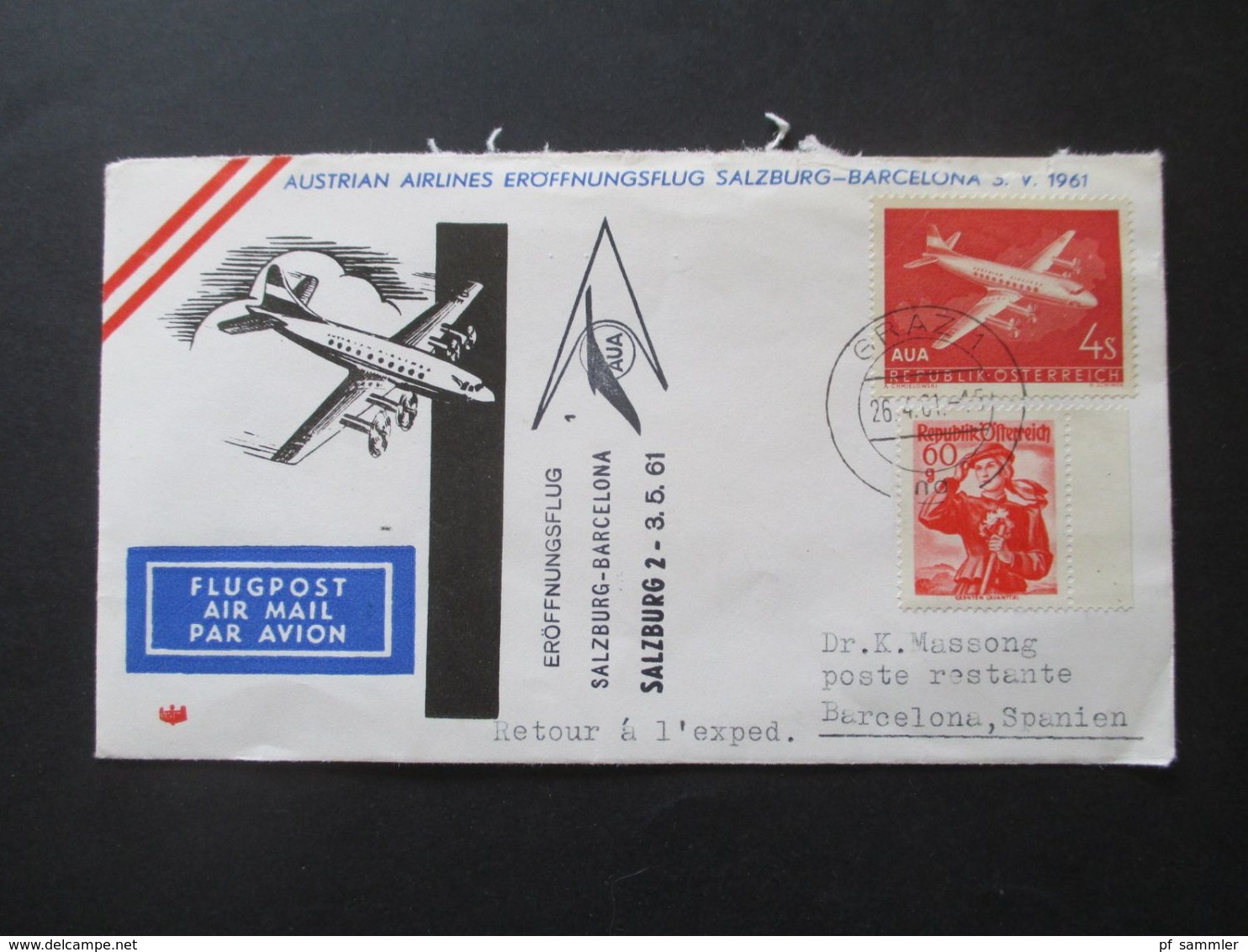 Österreich 1960 / 61 AUA Erstflüge 9 Belege + 1x Luposta Sternflug. Flugpost Belege / Poste Restante - Covers & Documents